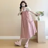Ropa de maternidad talla grande para verano: Vestido de tirantes de maternidad + conjunto de dos piezas con camisa de algodón, vestido de maternidad estilo coreano