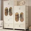 Armario Plegable para el Hogar de Doble Puerta, Gabinete de Almacenamiento Multifuncional, Organizador de Ropa de Bebé para Dormitorio, Pequeño Armario de Almacenamiento