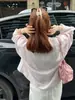 Chaqueta camisa de lino rosa estilo coreano con protección solar de manga larga para mujer, verano 2026, prenda exterior extremadamente elegante y ligera