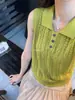 Nuevo Chaleco de Punto Polo Calado Estilo Coreano para Mujer Verano 2026 Casual Versátil Sin Mangas Top con Sensación de Alta Gama