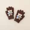 Luvas de tricô de pelúcia fofas para crianças para outono e inverno, luvas quentes de desenho animado com dedos separados para meninos e meninas, adequadas para estudantes escreverem