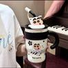Taza de café con forma de bola de cereza y hielo para niñas, taza de café de alto valor de color, taza de acompañamiento con pajita, taza de té con leche fría con aislamiento 316