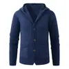 Cardigã de malha com capuz casual retrô americano outono e inverno, de caimento solto, versátil, suéter, jaqueta casual espessa para homens