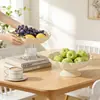 Plato de Frutas de Lujo Ligero con Borde Dorado, Plato de Frutas Deshidratadas de Gama Alta, Plato de Plástico para Bocadillos Domésticos para Sala de Estar, Plato Grande con Forma de Flor de Pie Alto