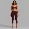 Conjunto de Sujetador Deportivo Cruzado con Cuello Halter para Mujer, Hermoso Espalda Bra de Yoga, Pantalones Capri de Fitness de Secado Rápido, Conjunto de Dos Piezas para Yoga