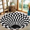 Alfombra Ovalada Estereoscópica Blanco y Negro Transfronteriza Sala de Estar Dormitorio Mesa de Centro Tapete de Piso Ilusión 3D Tapete Trampa para Pies Tapete de Puerta
