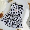 Falda Delgada, Transpirable y Linda con Patrón de Vaca de Dibujos Animados para Mascota, Ropa para Perros, Ropa de Verano para Mascotas para Perros