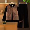 Colete Jacket Estilo Chinês para Meia-Idade e Idosos Novo Estilo Chinês Roupa de Primavera para Mãe Moda Primavera & Outono Top Camisa de Veludo Dourado para Mulheres