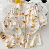Pijamas de Algodón Nube para Mujer Verano Delgadas Lindas de Dibujos Animados Manga Corta Shorts Sueltos Conjunto de Ropa para Casa de Celebridad de Internet Se Puede Usar Afuera
