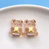 Acessórios fofos de resina de urso marrom transparente diy joias de gel de creme grampo de cabelo capa de celular adesivo para carro elétrico