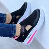 2023 plus size casual sapatos de camada única mulheres transfronteiriças primavera e verão novos sapatos de tecido plano voador respirável sapatos de malha casuais de Velcro