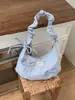 Bolsa Feminina de Chiffon Estilo Ins Verão Nova, Bolsa Transversal Elegante de Cordão com Alça de Ombro de Grande Capacidade, Bolsa de Ombro Versátil Plissada