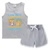 Chal de Verano 2023 para Niños Pantalones Cortos Camiseta Básica Casual Coreana Absorción de Sudor Dulce Conjunto de Camiseta sin Mangas Interior para Niños