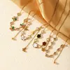 Moda Transfronteriza Colgante de Flor de Cinco Pétalos de Concha Blanca Circonita Cadena Larga con Borla Collar de Acero Inoxidable Joyería Chapada en Oro Pulido Finamente