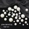 Arte de Uñas Media Cara Perla de Imitación Blanco Crudo Parche de Perlas Semircírculo Base Plana Perla Redonda Accesorios Hechos a Mano DIY