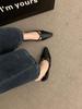 Zapatos de Mujer de Punta Baja con Tacón Bajo 2026 Primavera y Otoño Nuevo Estilo Francés Zapatos Mary Jane con Tira Cruzada Zapatos Planos de Piel