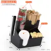 Portavasos para Cafetería y Tienda de Té con Leche, Suministros Comerciales para Bar, Caja de Almacenamiento para Servilletas de Papel y Popotes, Portavasos de Papel Desechable, Dispensador de Vasos