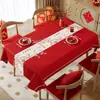 Mantel de Año Nuevo Estilo Francés Impermeable y a Prueba de Aceite, Sin Lavado, Nuevo Modelo 2026, Lujo Ligero, Atmósfera de Alta Gama, Mantel Rojo para Mesa de Café