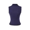 Colete Curto Sem Manga Gola Meia-Alta Estilo Desejo Puro, Nova Moda Primavera Versátil Slim-Fit Cor Sólida Camada Base