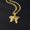 Colar hip hop transfronteiriço europeu e americano liga de zinco diamante micro pingente de metralhadora hiphop moderno joias masculinas por atacado