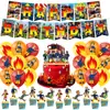 Conjunto de Festa de Aniversário Tema Bombeiro Sam Caminhão de Bombeiros Bandeira Balão Pingente Espiral Topper de Bolo