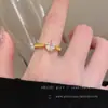 Anillo de Azucarero de Zirconia Cepillado Dorado de Segunda Mano Vintager para Mujer Lujo Accesible Diseño de Nicho de Gama Alta Anillo Abierto