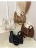 Bolso bandolera de un solo hombro tejido de moda estilo coreano, capacidad grande, color sólido, casual, nuevo, con correa de hombro ajustable para mujer