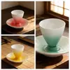 Taza de té pequeña de cerámica de color degradado creativo Juego de dos piezas Taza de té para el hogar Taza de maestro Taza de té giratoria Posavasos para taza de té Taza de agua