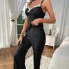 Pijamas Casuales Transfronterizos Europeos y Americanos Nuevos, Set de Pantalones con Tirantes de Encaje, Cómodos y Elásticos, Se Pueden Usar Fuera de Pijamas
