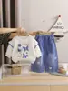 Conjunto de Primavera y Otoño para Niñas Elegante Bordado de Mariposa Sudadera de Manga Larga Jeans Conjunto de Dos Piezas Ropa Casual Infantil