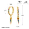 Pendientes de Plata de Ley S925 Más Vendidos Transfronterizos, Estilo Vintage de Bloques de Color, Incrustados con Circonia de Colores, Pendientes en Forma de Cono, Venta al por Mayor Directa de Fábrica