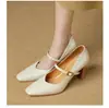 Tacones Altos Mary Jane Retro Franceses para Mujer, Tacones Finos, Nuevo Modelo 2026, Primavera y Otoño, Piel Genuina, Punta Cuadrada, Correa Única, Zapatos de Salón de Boca Baja