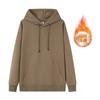 Moletom com Capuz Pesado 300g Outono e Inverno Huamian Cor Lisa Capuz Dupla Camada Forro de Lã Marca Tendência Casual Solto Blusa Top para Mulheres