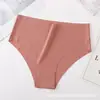 Ropa Interior Seamless Transfronteriza de Amazon Comercio Exterior Europeo y Americano Transpirable Sexy de Color Sólido Amigable con la Piel de Seda Hielo de Talle Alto Talla Grande para Mujer