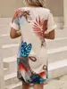 Transfronterizo Amazon Temu Tendencia de Moda Tropical Estampado Manga de Murciélago Sencillo para el Trabajo Vestido Mujer
