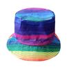 Sombrero de pescador arcoíris estilo japonés y coreano, con cabeza grande, costuras Wai, parte superior plana, combinable con todo, para hombre y mujer, sombrero de viaje, sombrero de lavabo, sombrero de doble cara.