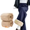 Pantalones Gruesos Forrados de Lana para Mujer 2024 Nuevos de Otoño e Invierno Casual Rectos de Lana de Cordero Estrechos Banana Machete de Pierna Ancha