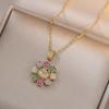 Colar Feminino Transfronteiriço Com Tom Vibrante Igual Cor Girassol Girassol Strass Pétala Rotativa Pingente Smiley