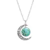 Collar con Pintura al Óleo 'La Noche Estrellada' de Van Gogh de Venta Caliente Transfronteriza para Hombres y Mujeres, Versátil Colgante de Luna Hueca Plateado, Venta al por Mayor de Collares Europeos y Americanos