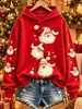 Chapéu de camada única estilo novo transfronteiriço europeu e americano impressão digital 3D moletom com capuz e mangas compridas feminino outono e inverno moletom com capuz de Natal