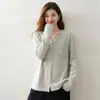 Fio com bolinhas coloridas, gola cortada com tesoura, cardigã de cashmere para mulheres, solto e emagrecedor, suéter de tricô versátil, peça de outer wear macia e confortável para outono e inverno