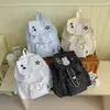 Mochila con cordón versátil estilo coreano 2026 con lunares y estrellas para niñas, sensación de alta gama, mochila pequeña de viaje para mujeres