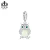 Aifule Material de Cobre Misterioso Búho Luminoso Colgante de Moda DIY Versátil Divertido Animales Dijes con Cuentas