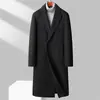Novo Casaco de Lã Masculino Outono e Inverno, Longo Acima do Joelho Estilo Dupla Face, Acolchoado e Espessado, Casaco de Lã Trench Coat Slim Fit Estilo Coreano para Homens