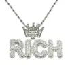 Accesorios de collar largo para hombre, estilo hip hop, corona completa de diamantes, colgante de letra, ropa de calle estilo europeo y americano