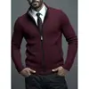 Novo Suéter de Tricô Masculino para Comércio Exterior Transfronteiriço Estilo Coreano Moda Jovem Casual Gola Alta Cardigan Suéter Quente para Homens
