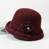 Sombrero de pescador de lana para mujer, para mediana edad y mayores, otoño e invierno, estilo coreano, versátil, cálido, elegante, sombrero de cubo retro británico