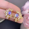 Pendientes de Plata de Ley S925 Luna Azul Natural Moda Nicho Diseño de Lujo Anillo Ovalado 6X8Mm Venta al por Mayor