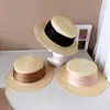 Sombrero de Paja de Cinta Ancha de Seda Merceizada Estilo Japonés para Mujer Verano Protector Solar Sombrero de Copa Plana Sombrero de Copa de Moda Sombrero de Moda