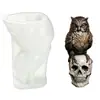 Molde de silicona de calavera de búho 3D, Vela perfumada de Halloween, Adorno de yeso, Molde de silicona para manualidades